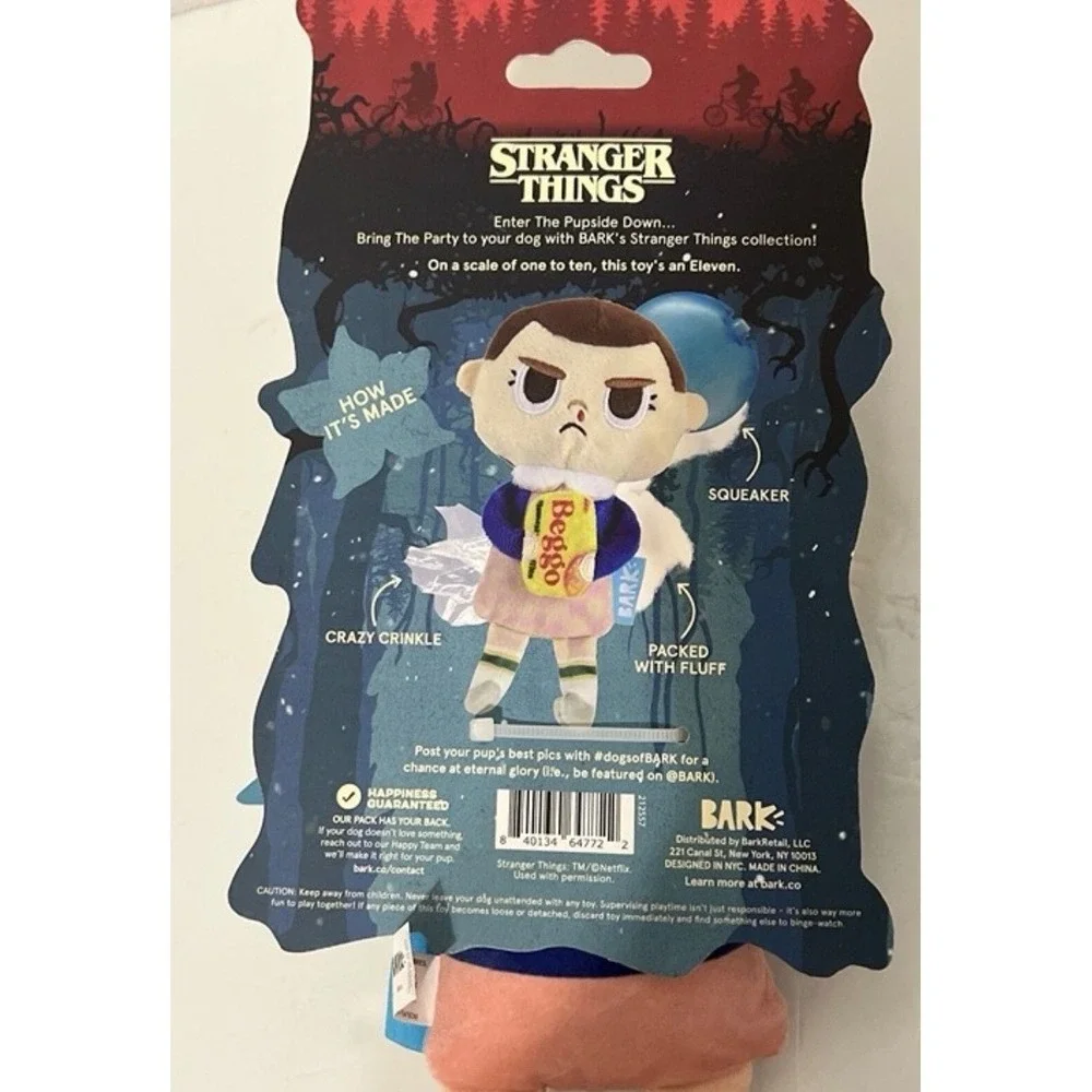 Bark Stranger Things Eleven Off-Leash Plush Dog Toy Squeaker Crinkle XS-M 0-50lb